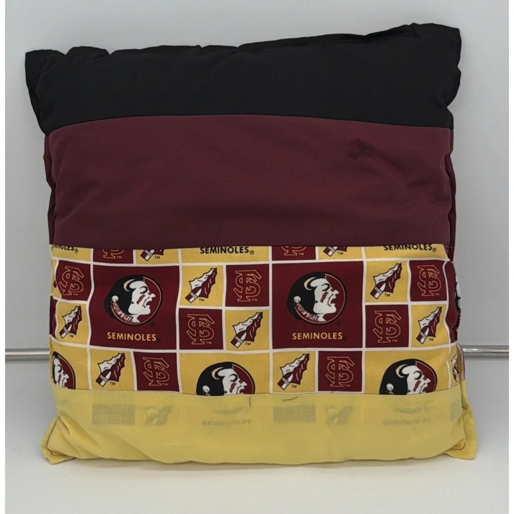 YoYo Quilt Pillow Handmade Cottage FSU SEMINOLES Granny Core Sports Pillow 15x15